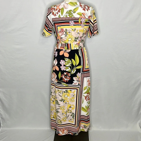 Who What Wear Spring Blocked Floral True Wrap "Almost A Maxi" Dress - Size XS - Picture 3 of 6